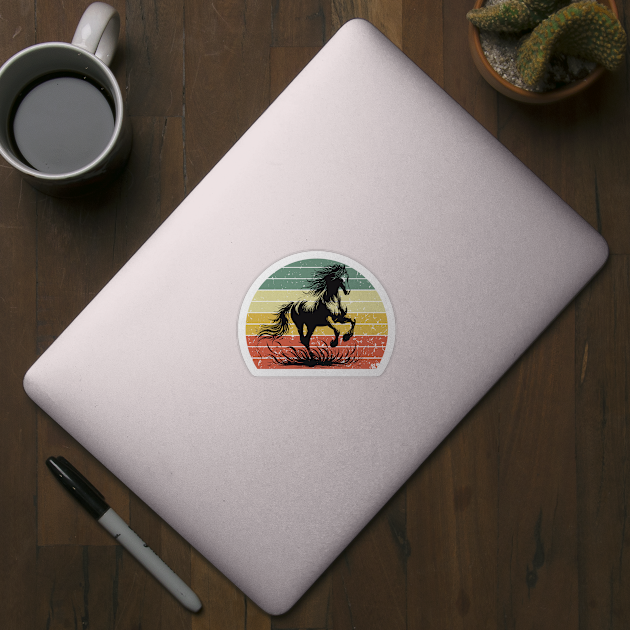 Horse Silhouette Retro Sunset by JessArty